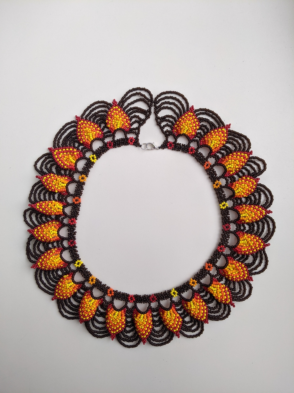 Artisan Beaded Necklace in Yellow & Orange